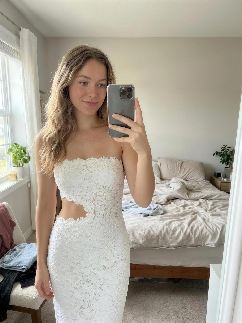 UGC mirror selfie of a model wearing the LISA dress