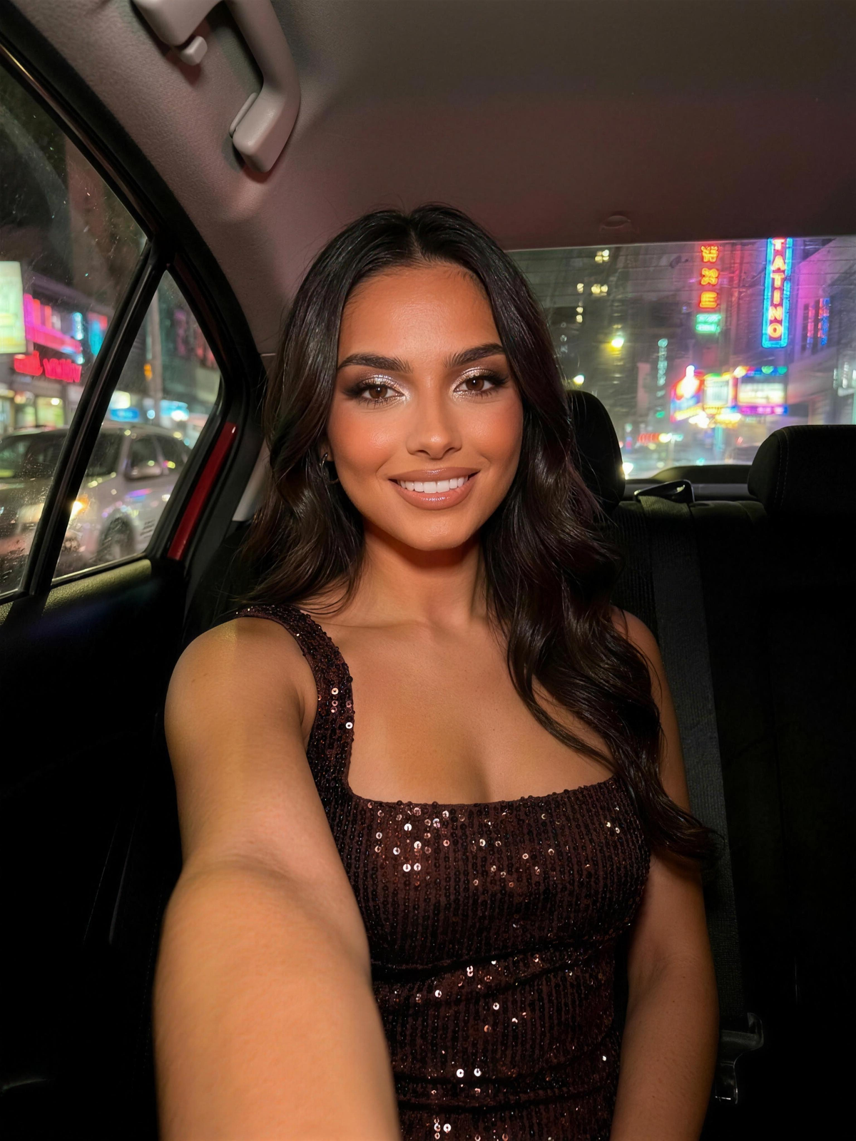 UGC selfie of a model wearing the BELAIR dress